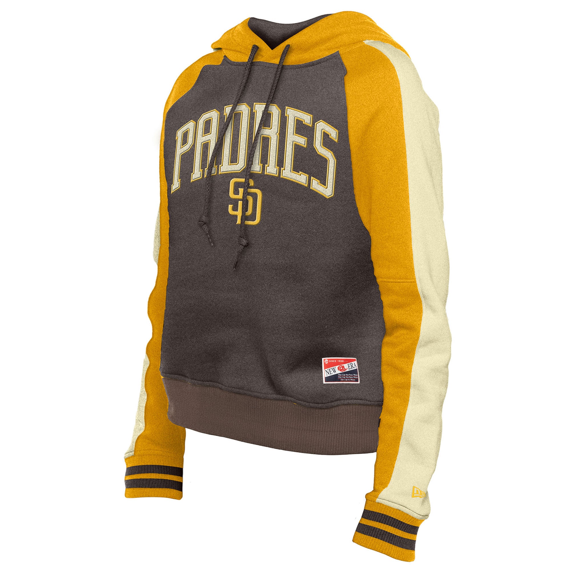 Women's New Era Brown San Diego Padres Cooperstown Collection Cropped Raglan Pullover Hoodie